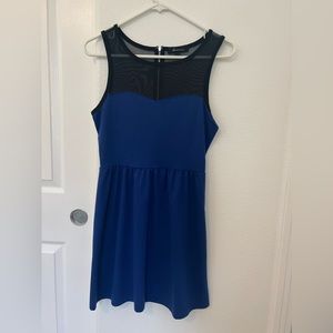 Navy and Mesh Skater Skirt Dress